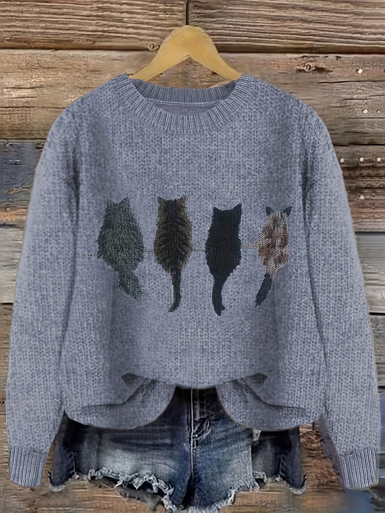 Luna™ | Pull Décontracté avec Imprimé Chat