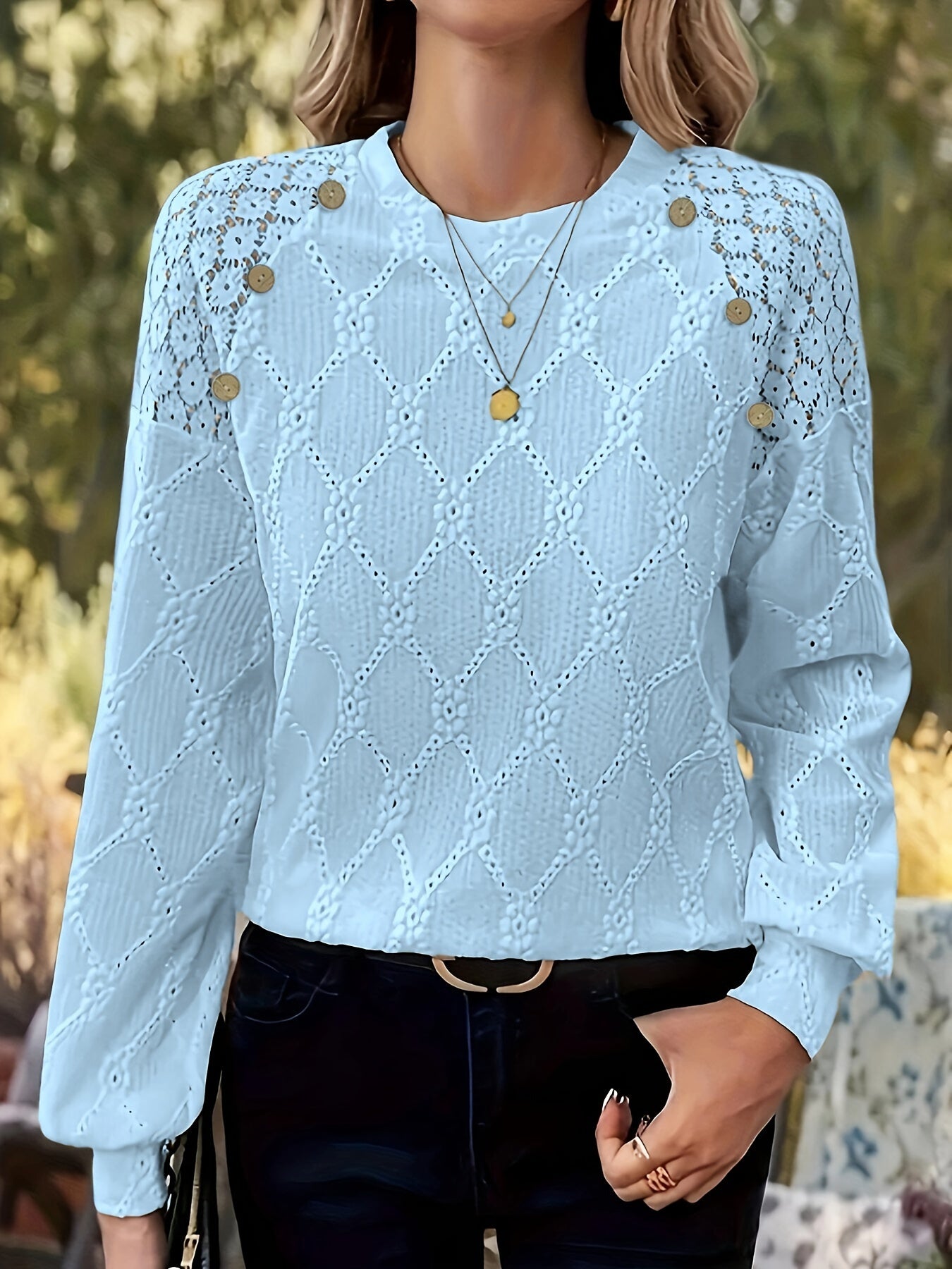 Celine™ | Top Élégant avec Dentelle et Manches Lanternes