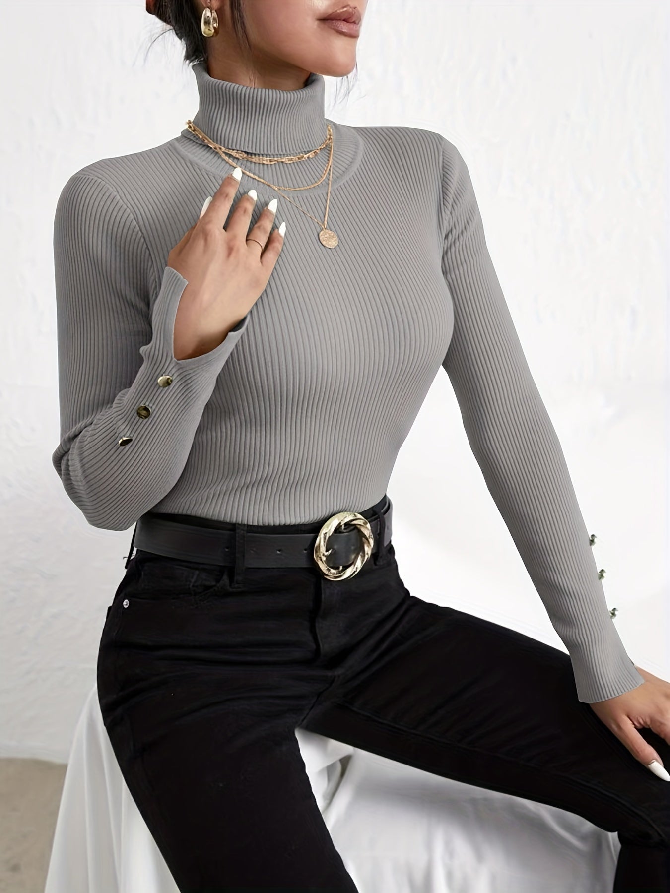 Éloïse™ | Pull à Col Montant Chic et Confortable