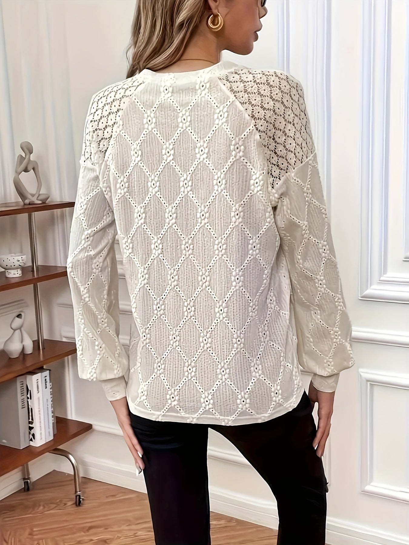 Celine™ | Top Élégant avec Dentelle et Manches Lanternes