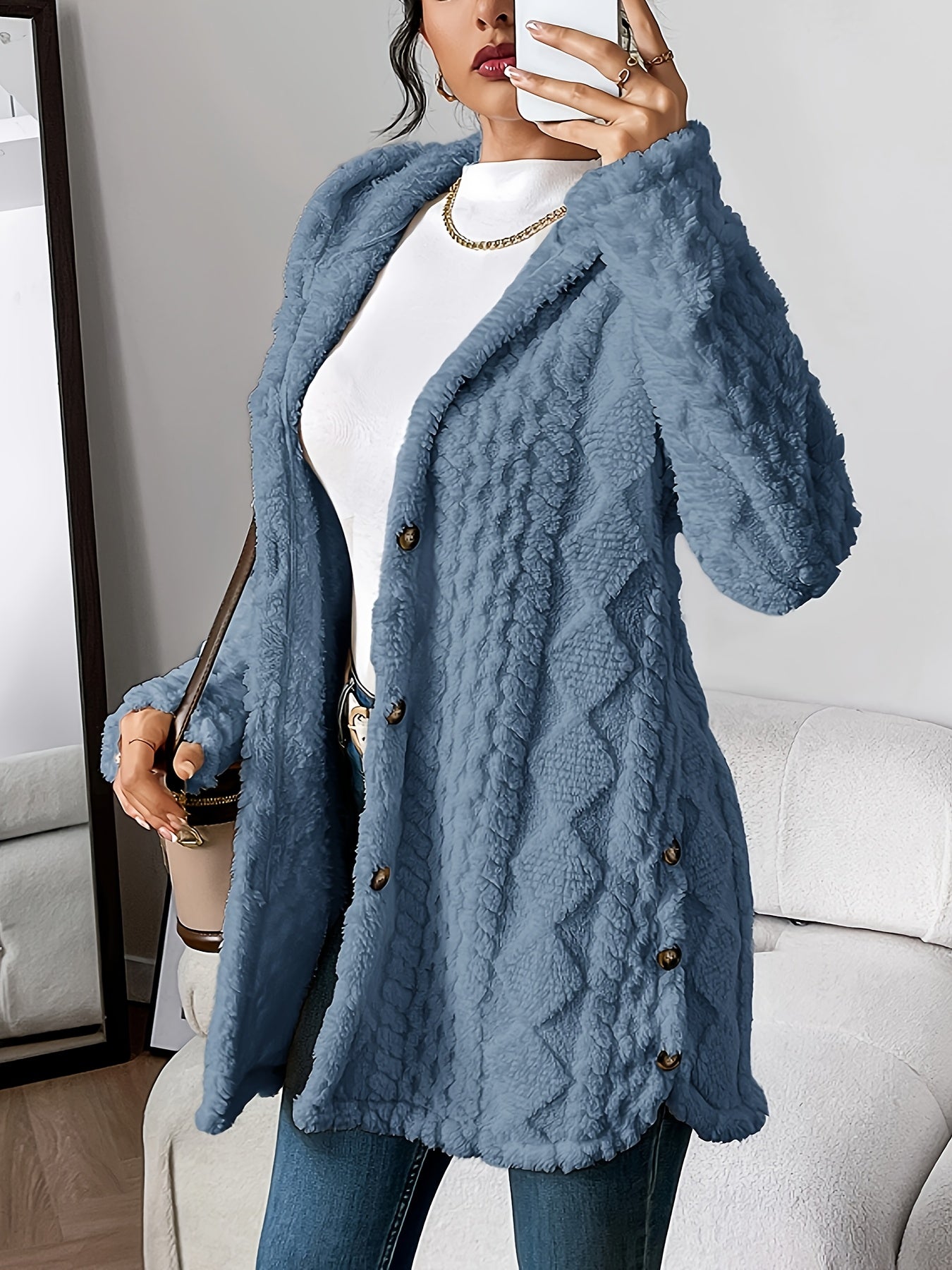 Cheyenne™ | Manteau Douillet à Boutons – Élégance et Confort pour l’Hiver