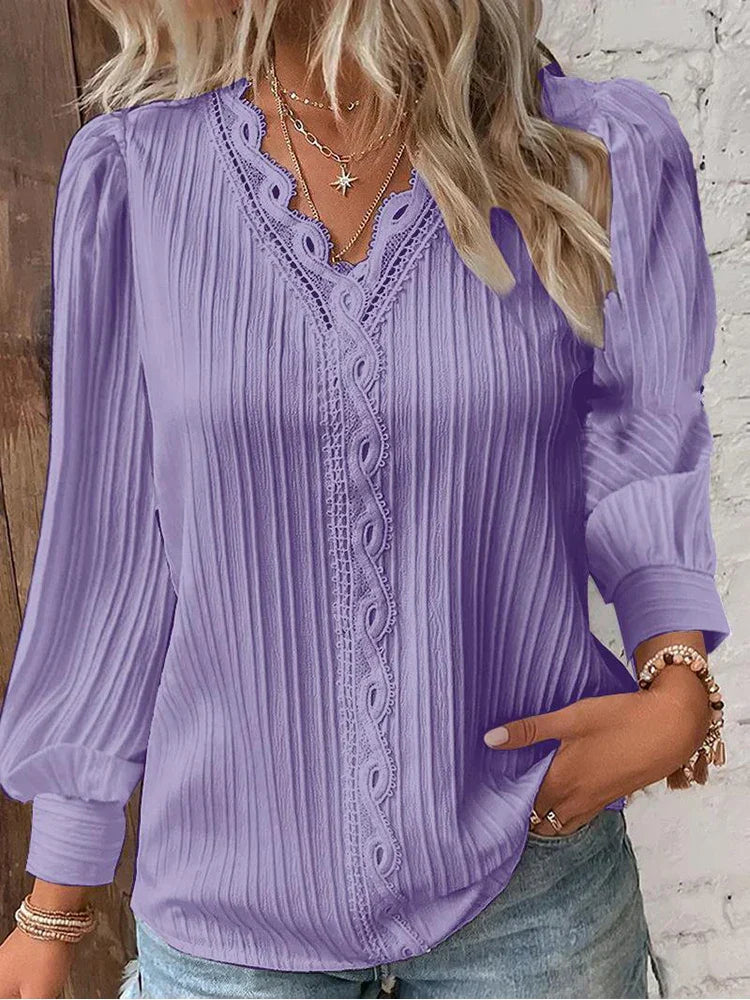 Emma™ | Blouse en Chiffon avec Détails en Dentelle