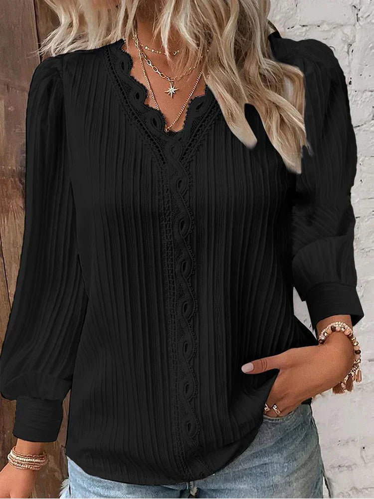 Emma™ | Blouse en Chiffon avec Détails en Dentelle