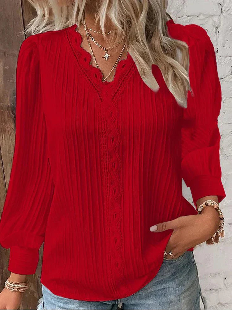 Emma™ | Blouse en Chiffon avec Détails en Dentelle