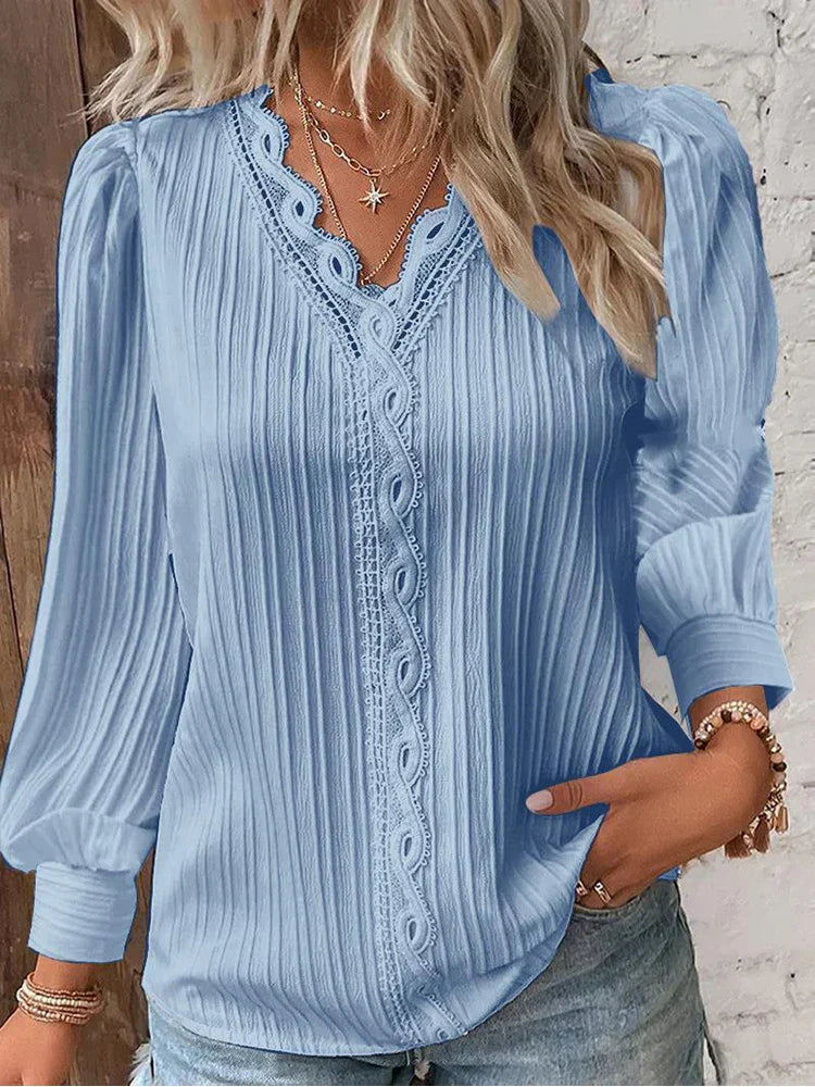 Emma™ | Blouse en Chiffon avec Détails en Dentelle