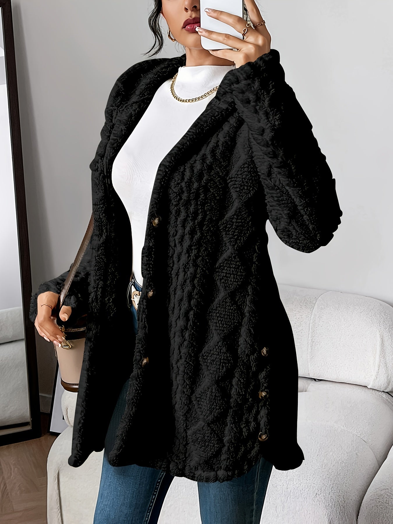 Cheyenne™ | Manteau Douillet à Boutons – Élégance et Confort pour l’Hiver