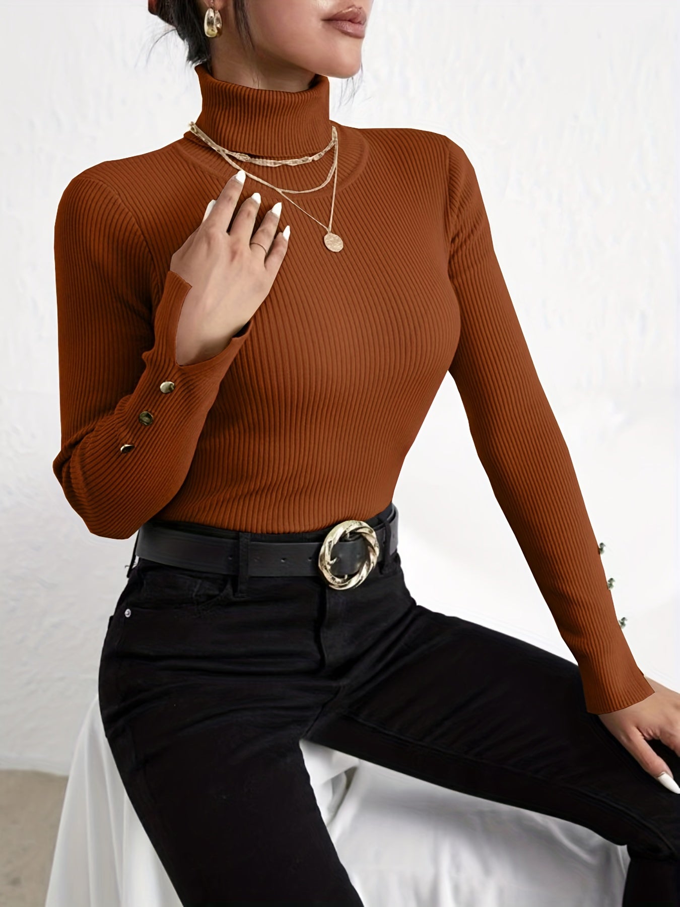 Éloïse™ | Pull à Col Montant Chic et Confortable