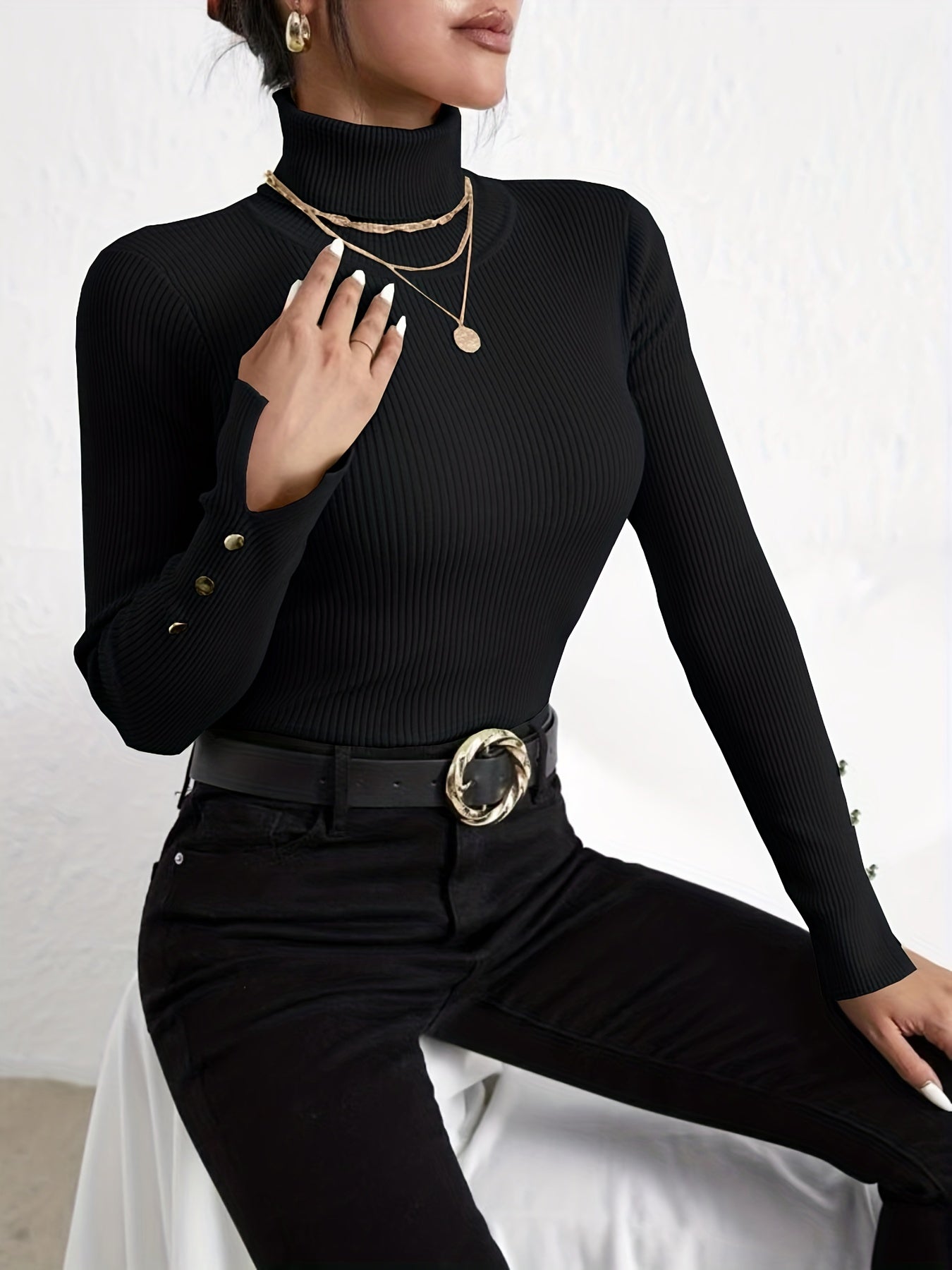 Éloïse™ | Pull à Col Montant Chic et Confortable