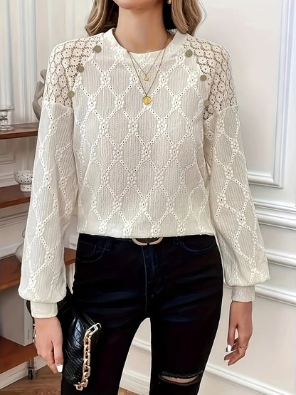 Celine™ | Top Élégant avec Dentelle et Manches Lanternes