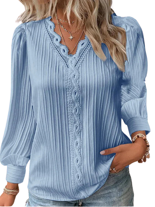Emma™ | Blouse en Chiffon avec Détails en Dentelle