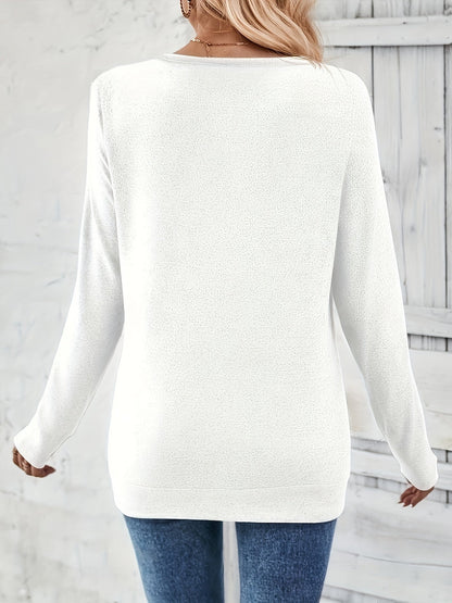 Clémence™ | T-shirt Élégant à Manches Longues avec Détail Bouton